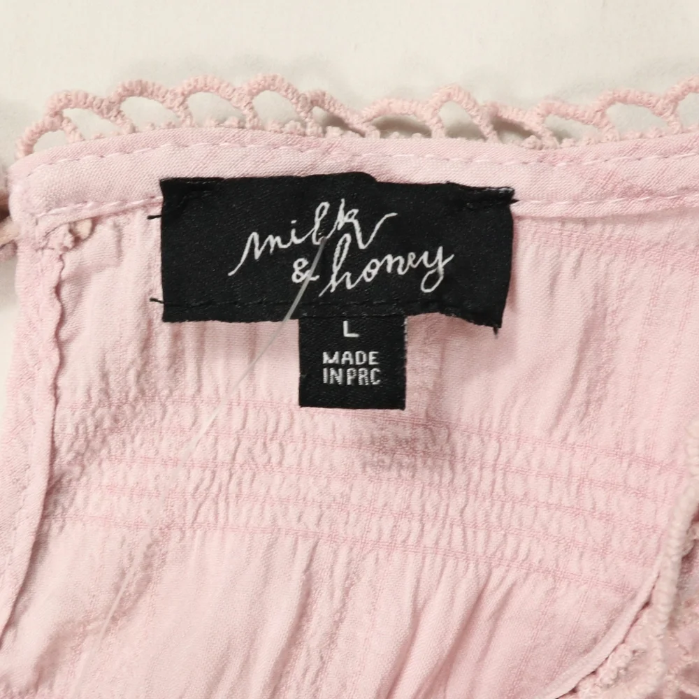 Milk & Honey Blouse Women's Pink Ruffle Tiered Size Large - Picture 5 of 13